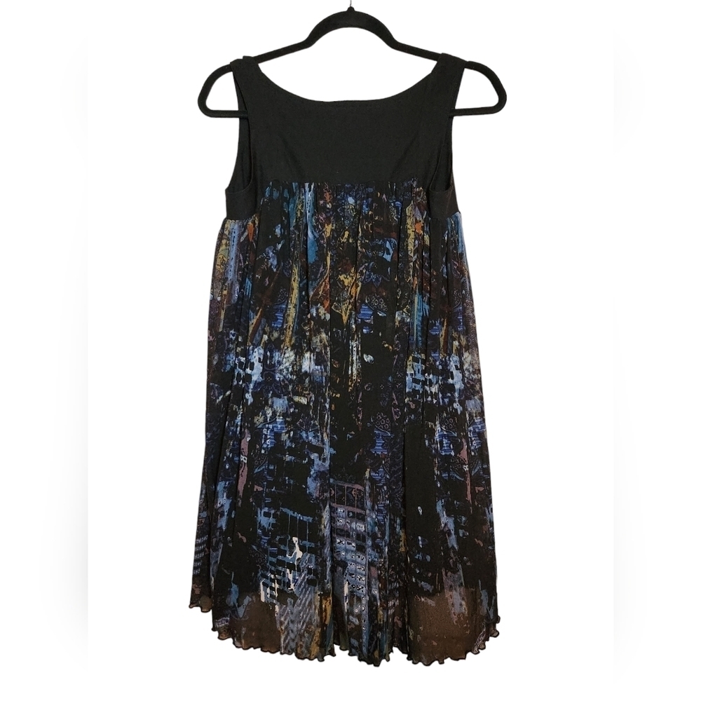 Vivienne Tam City Scape High Low Blue Combo Shift Dress Size S Flowy Spring - Picture 2 of 5